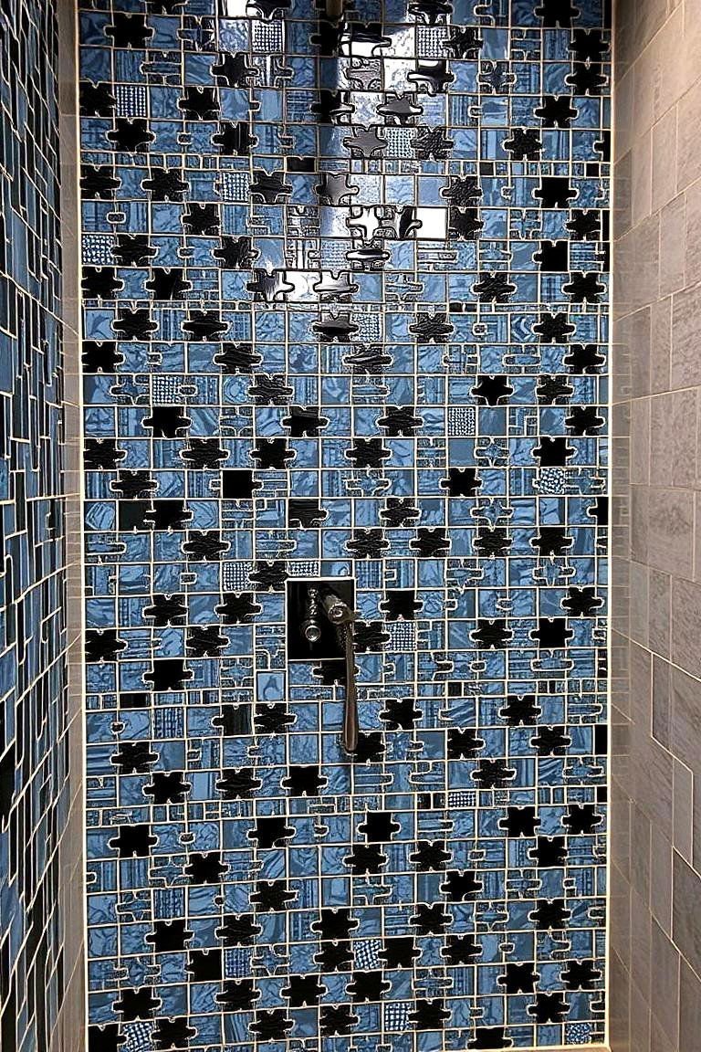 24 Black & Blue Bathroom Ideas for Bold Modern Designs 5 Mosaic Magic Black and Blue Tiles - 24 black and blue bathroom ideas