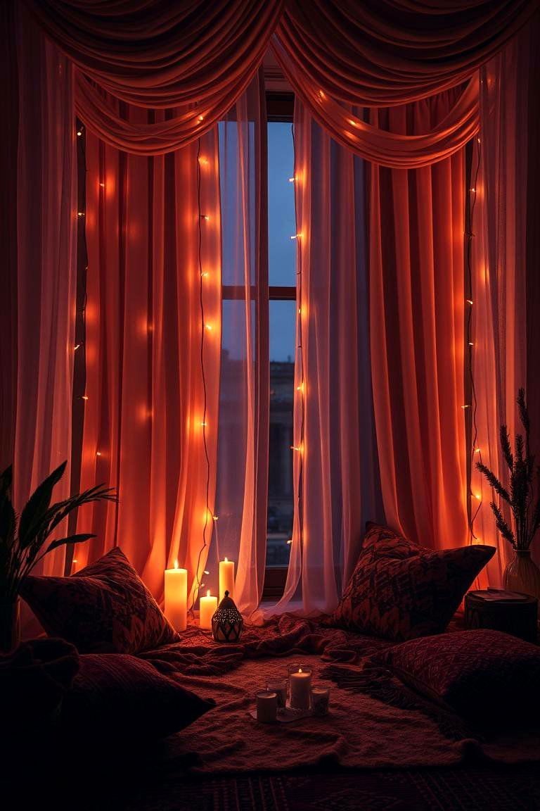 24 Boho Curtain Ideas for a Stylish Home Makeover 24 Nighttime Enchantment Dreamy Boho Curtains - 24 Boho Curtain Ideas