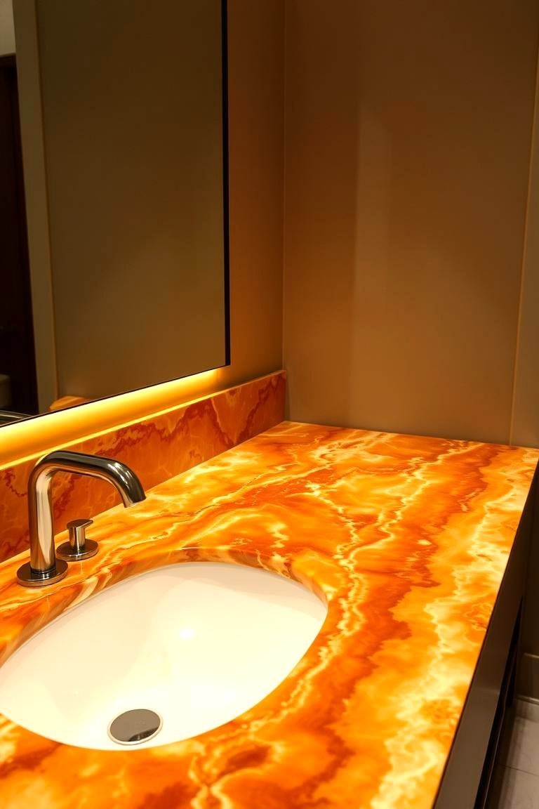 24 Bathroom Countertop Ideas for a Stylish Vanity 19 Onyx Opulence - 24 Bathroom Countertop Ideas