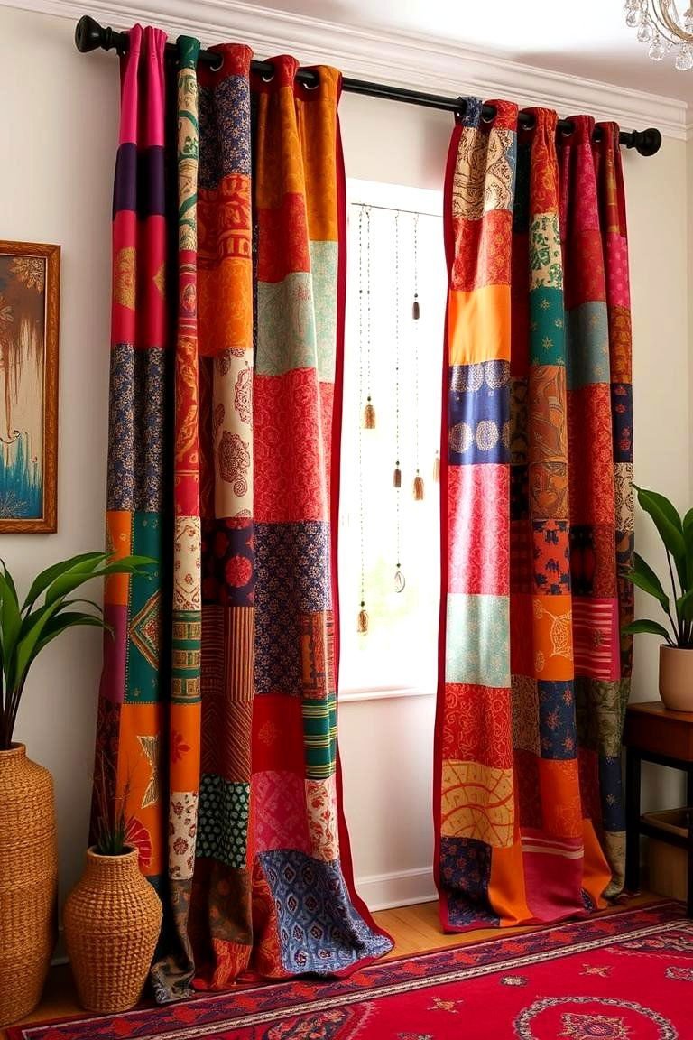 24 Boho Curtain Ideas for a Stylish Home Makeover 14 Patchwork Passion Vibrant Boho Designs - 24 Boho Curtain Ideas