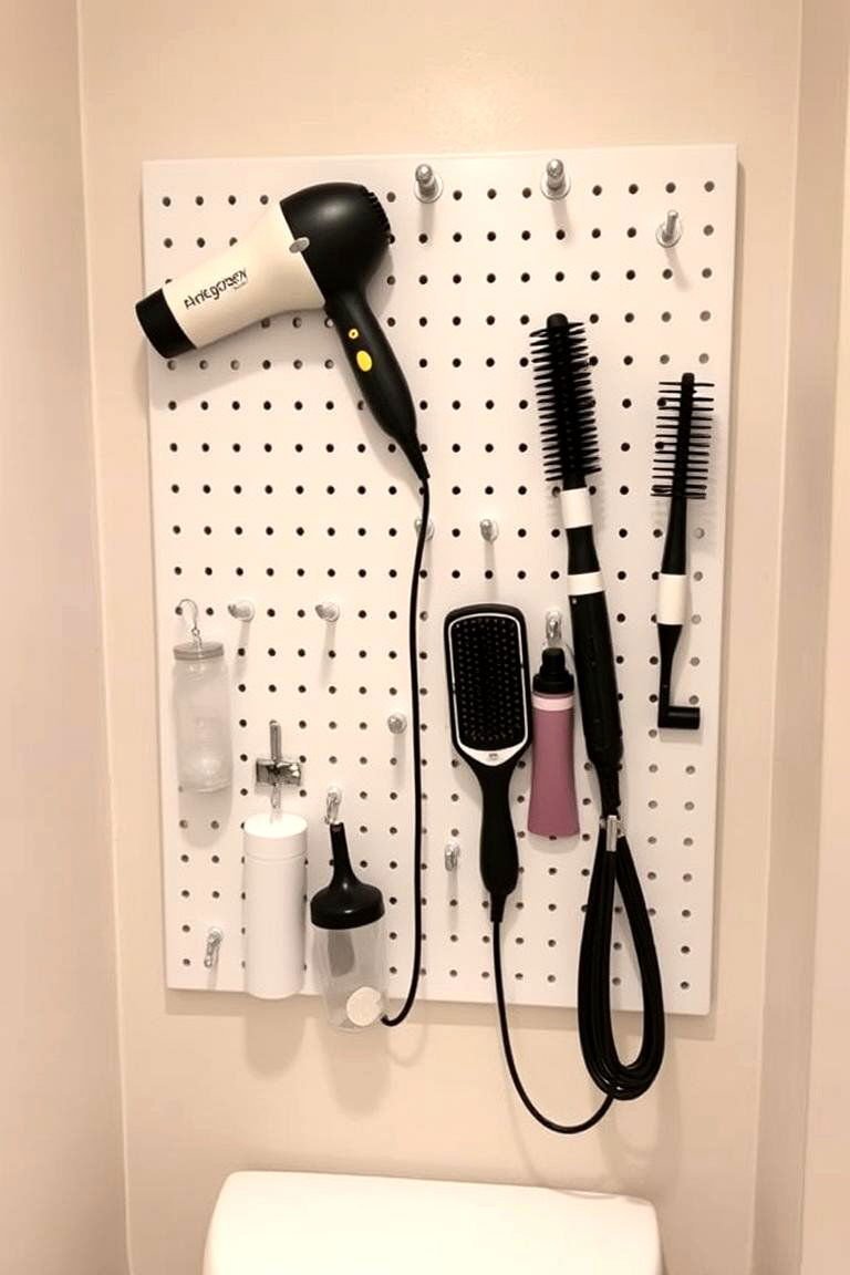 24 Small Bathroom Shelving Ideas to Maximize Storage 16 Pegboard Organizer for Bathroom Tools - 24 Small Bathroom Shelving Ideas