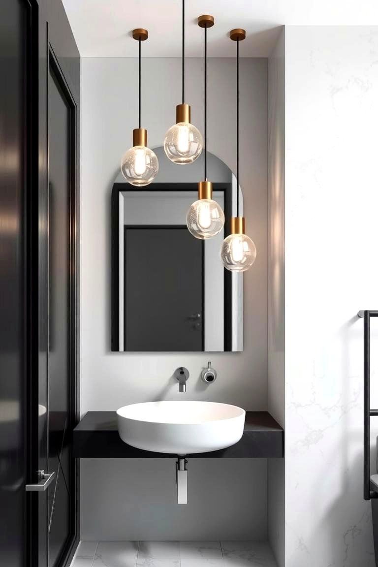 24 Inspiring Bathroom Pendant Lighting Ideas for Modern Homes 23 Pendant Lights with Marble Accents for a Touch of Luxury - 24 Bathroom Pendant Lighting Ideas