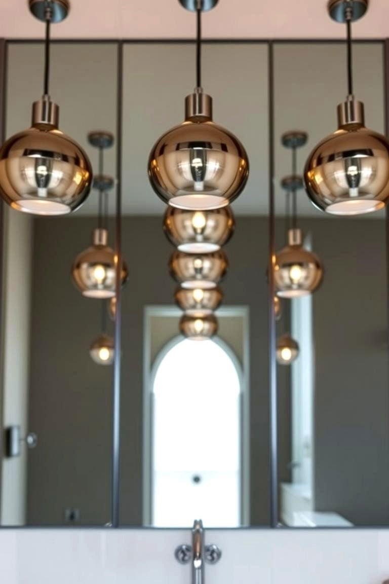 24 Inspiring Bathroom Pendant Lighting Ideas for Modern Homes 13 Pendant Lights with Mirrored Finishes for Reflection - 24 Bathroom Pendant Lighting Ideas