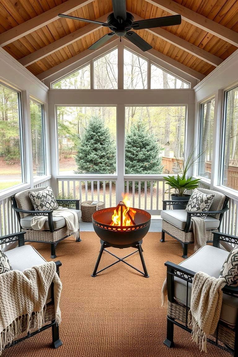 24 Screened-in Porch With Fireplace Ideas for All Seasons 7 Portable Outdoor Fire Pit Style - 24 Screened-in Porch With Fireplace Ideas