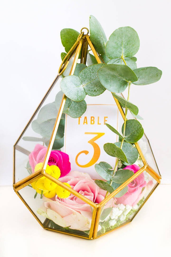 25 DIY Wedding Table Numbers (How to Make Table Numbers) 16 Make Your Own Terrarium Table Number