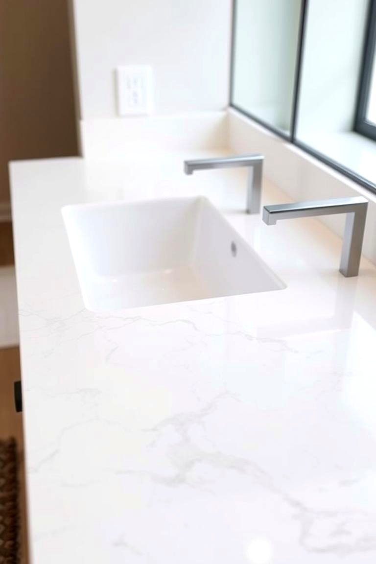 24 Bathroom Countertop Ideas for a Stylish Vanity 4 Quartz Durability - 24 Bathroom Countertop Ideas