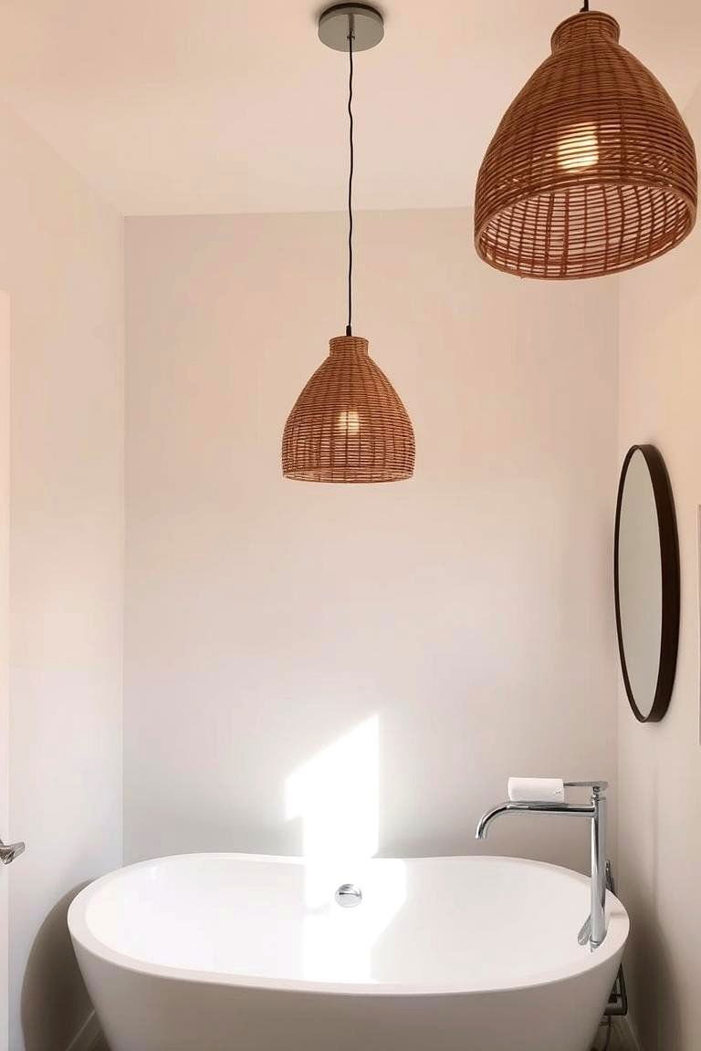 24 Inspiring Bathroom Pendant Lighting Ideas for Modern Homes 21 Rattan Pendants for a Natural Earthy Look - 24 Bathroom Pendant Lighting Ideas