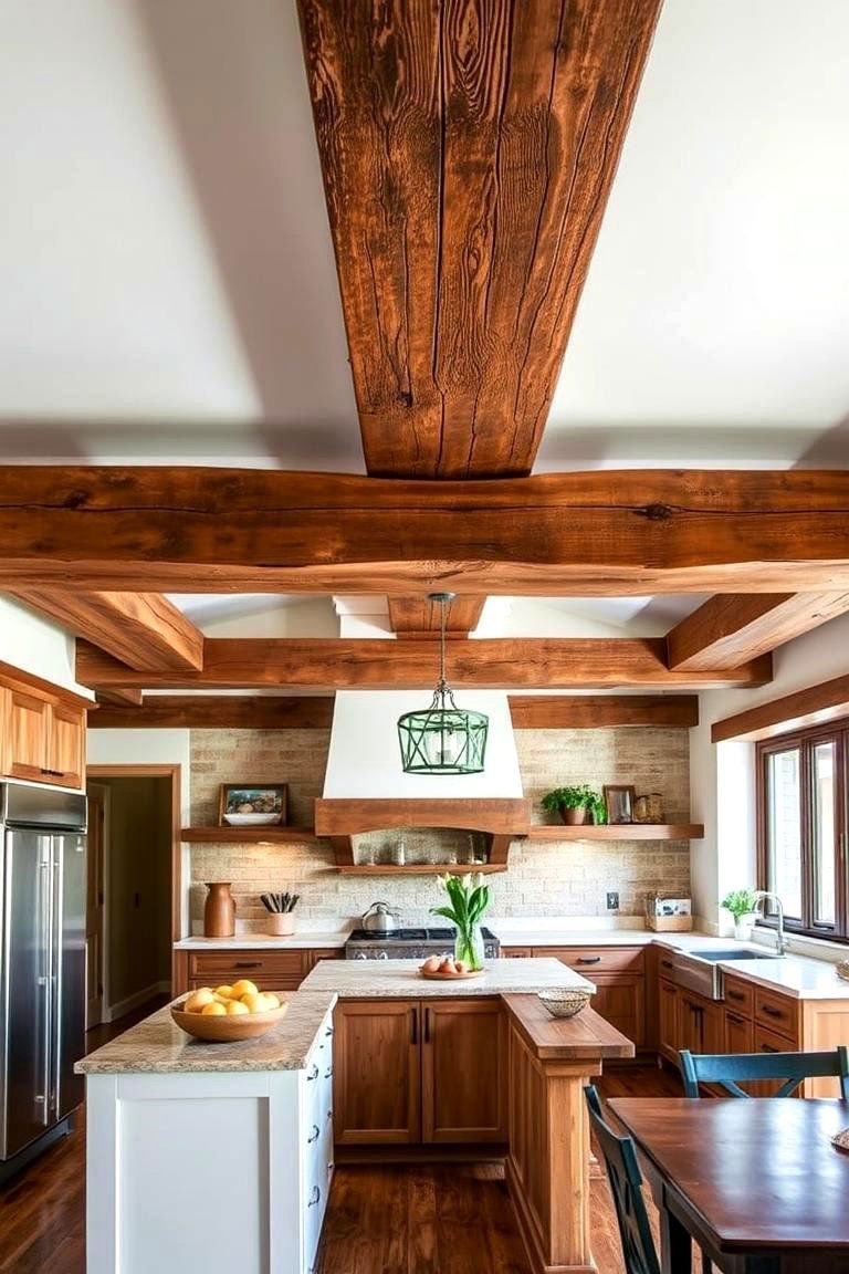 24 Wood Ceiling Kitchen Ideas to Warm Your Cooking Space 3 Reclaimed Wood Beams - 24 Wood Ceiling Kitchen Ideas