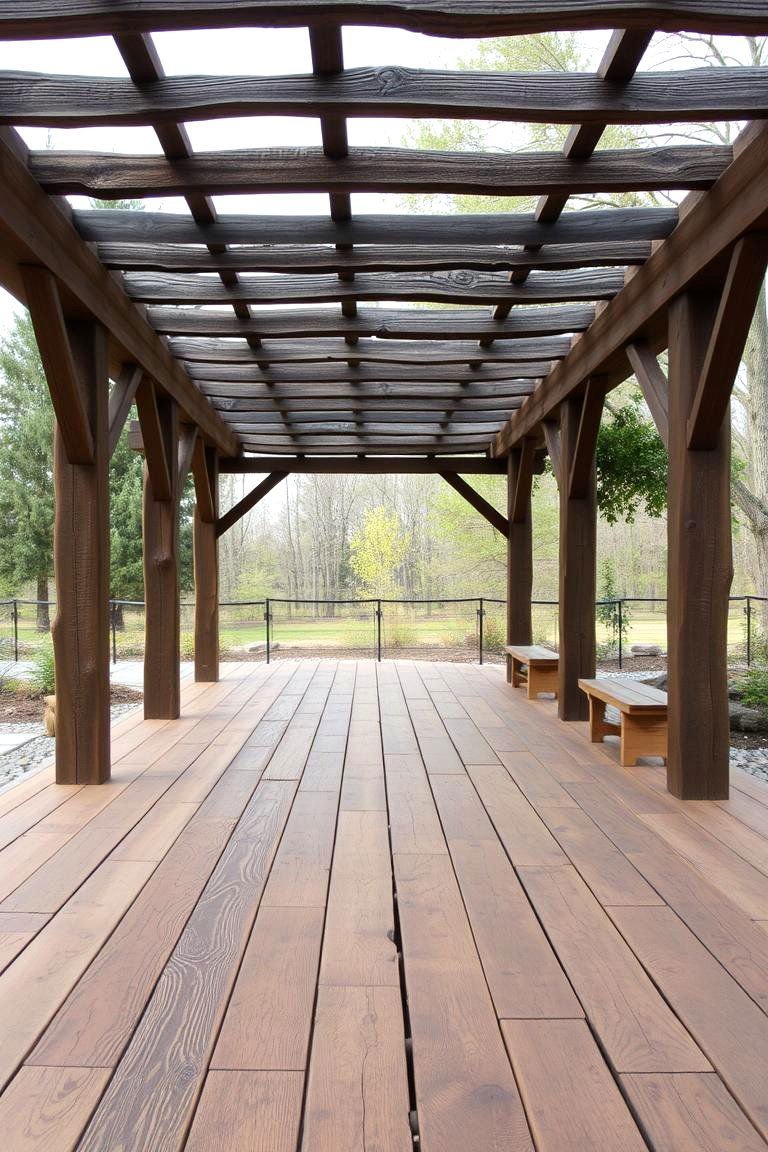 24 Pergola Flooring Ideas to Elevate Your Outdoor Space Design 8 Reclaimed Wood Charm - 24 Pergola Flooring Ideas