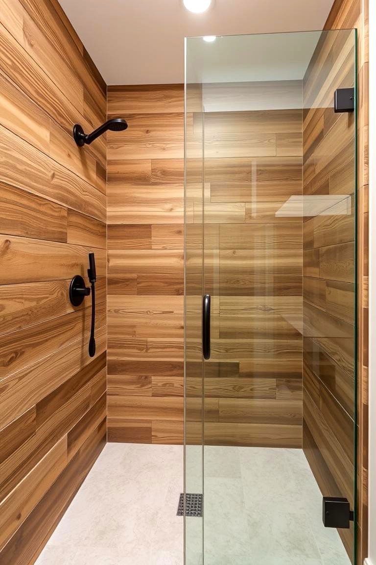 24 Rustic Walk-in Shower Ideas for a Spa-Like Bathroom Retreat 3 Reclaimed Wood Paneling - 24 Rustic Walk-in Shower Ideas