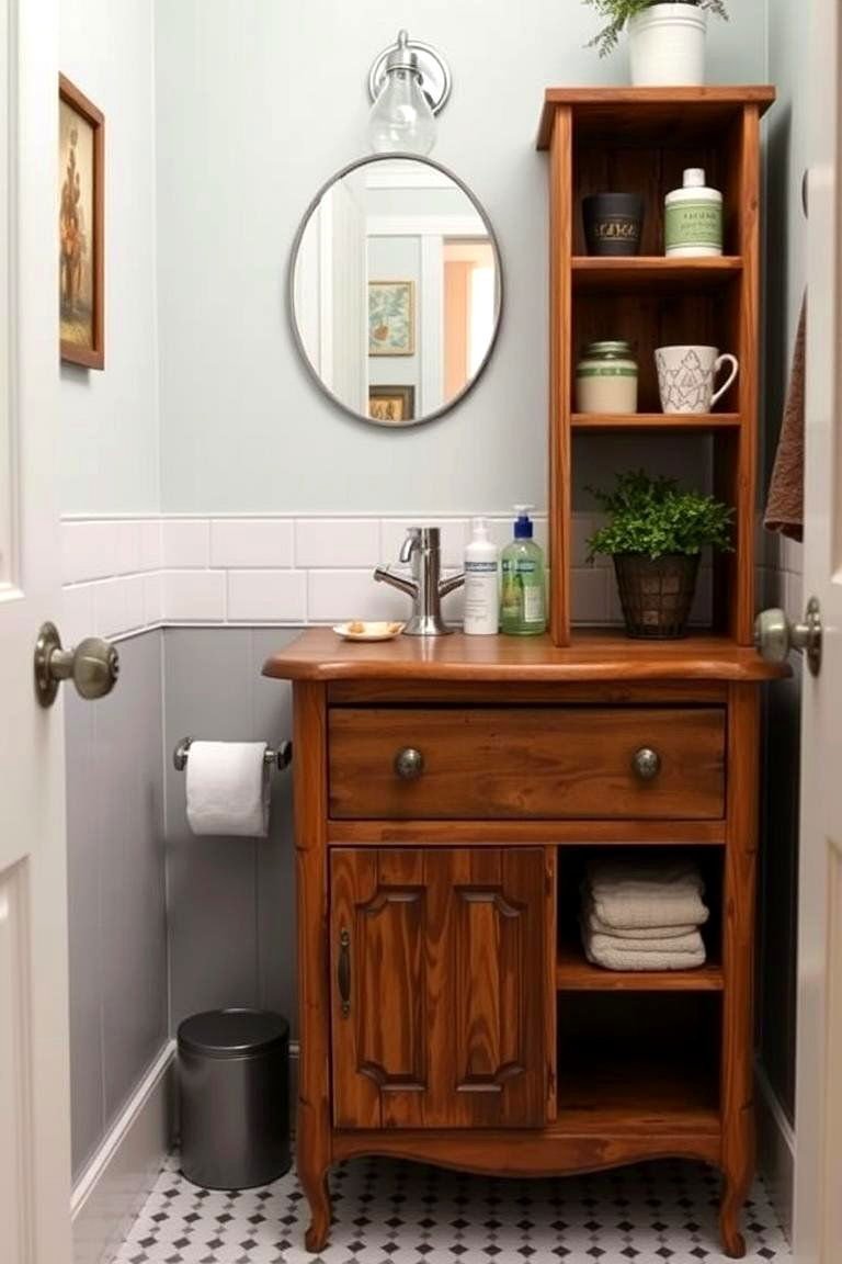 24 Small Bathroom Shelving Ideas to Maximize Storage 7 Repurposed Furniture as Shelving - 24 Small Bathroom Shelving Ideas
