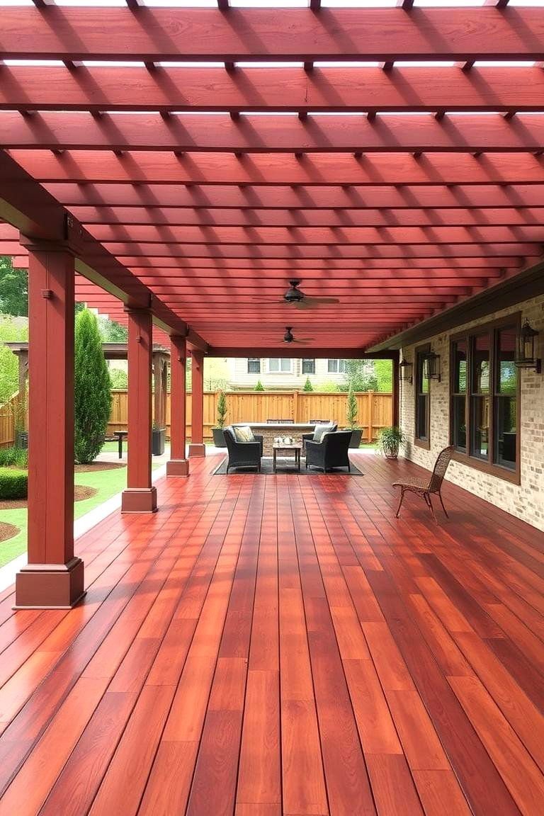 24 Pergola Flooring Ideas to Elevate Your Outdoor Space Design 13 Rich Stained Hardwood Flooring - 24 Pergola Flooring Ideas