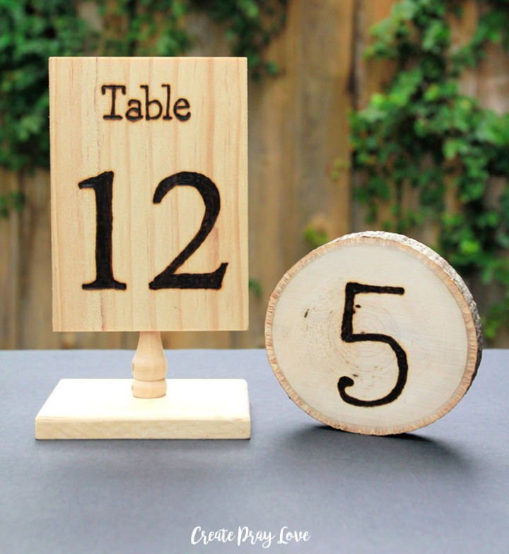 25 DIY Wedding Table Numbers (How to Make Table Numbers) 4 Rustic Wedding Table Numbers With Woodburning