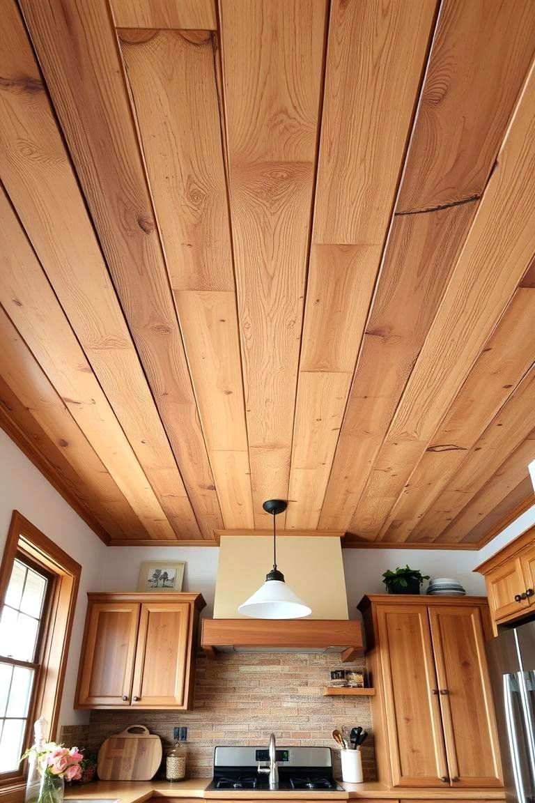 24 Wood Ceiling Kitchen Ideas to Warm Your Cooking Space 16 Rustic Wood Planks with Knots - 24 Wood Ceiling Kitchen Ideas