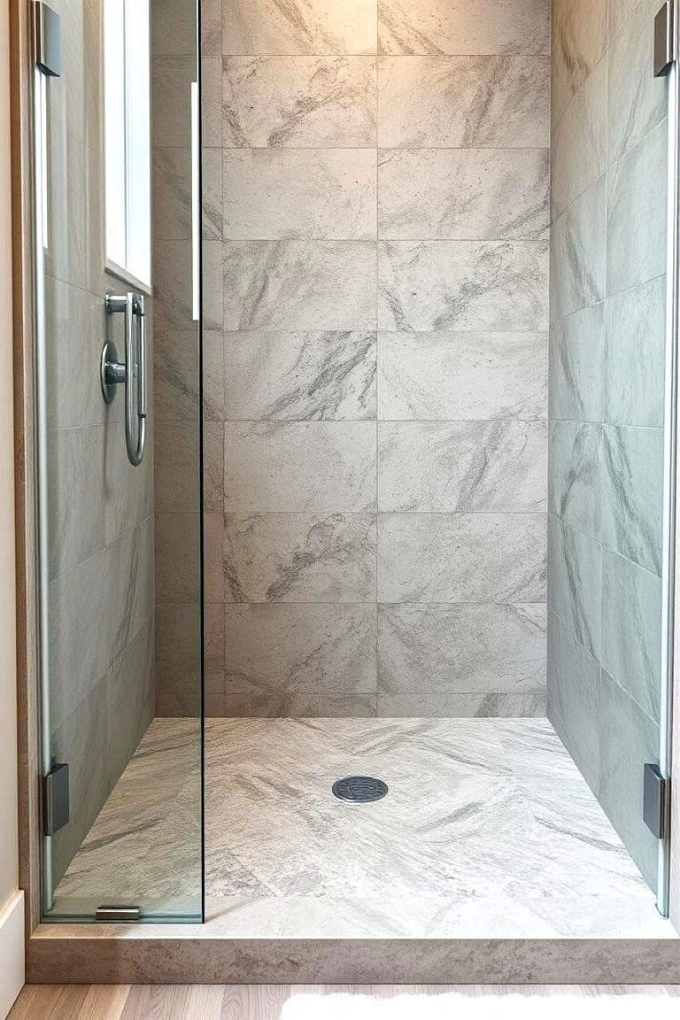 24 Rustic Walk-in Shower Ideas for a Spa-Like Bathroom Retreat 19 Shower Niche with Live Edge Wood Shelf - 24 Rustic Walk-in Shower Ideas