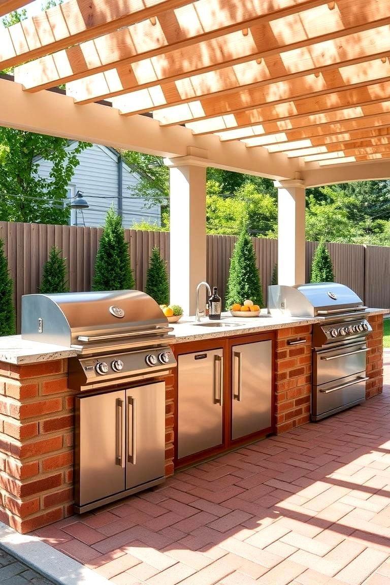 24 Red Paver Patio Ideas to Transform Outdoor Living Spaces 19 Sleek Red Paver Outdoor Kitchen - 24 Red Paver Patio Ideas