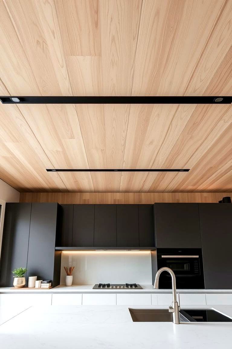 24 Wood Ceiling Kitchen Ideas to Warm Your Cooking Space 17 Smooth Modern Wood Ceiling - 24 Wood Ceiling Kitchen Ideas