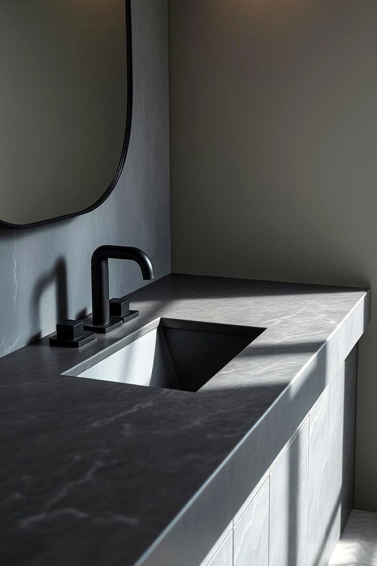 24 Bathroom Countertop Ideas for a Stylish Vanity 8 Soapstone Serenity - 24 Bathroom Countertop Ideas