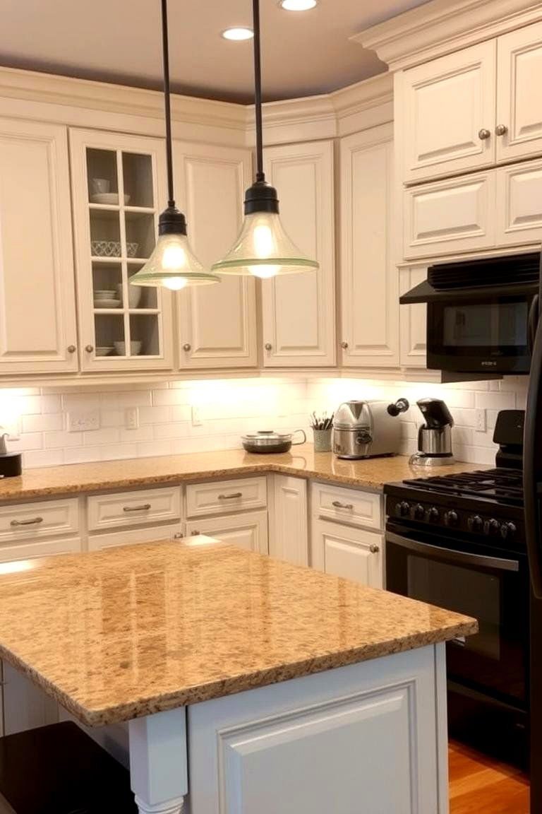 24 Cabinet Colors That Pair Beautifully With Black Appliances 3 Soft Sophistication with Off White Cabinets - 24 What Color Cabinets Go With Black Appliances