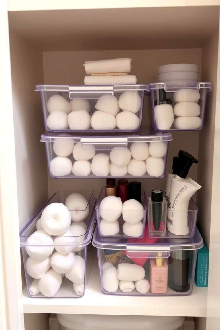 24 Small Bathroom Shelving Ideas to Maximize Storage 18 Stackable Storage Bins - 24 Small Bathroom Shelving Ideas