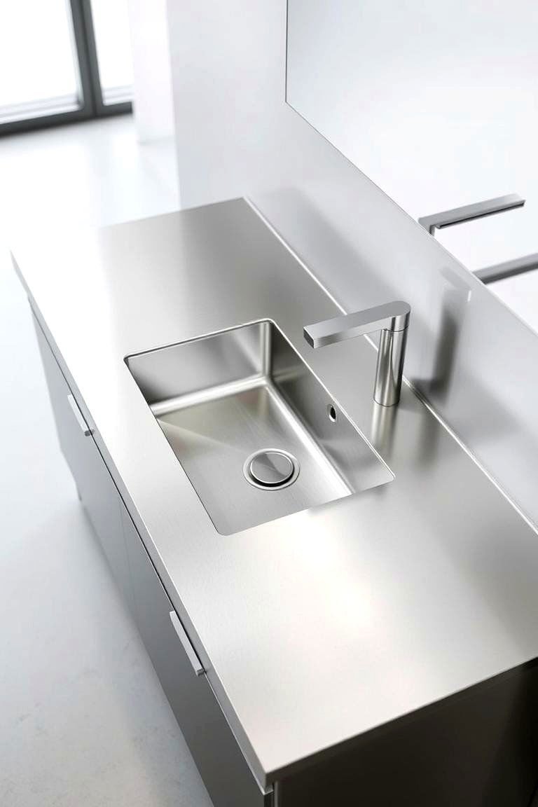 24 Bathroom Countertop Ideas for a Stylish Vanity 9 Stainless Steel Shine - 24 Bathroom Countertop Ideas