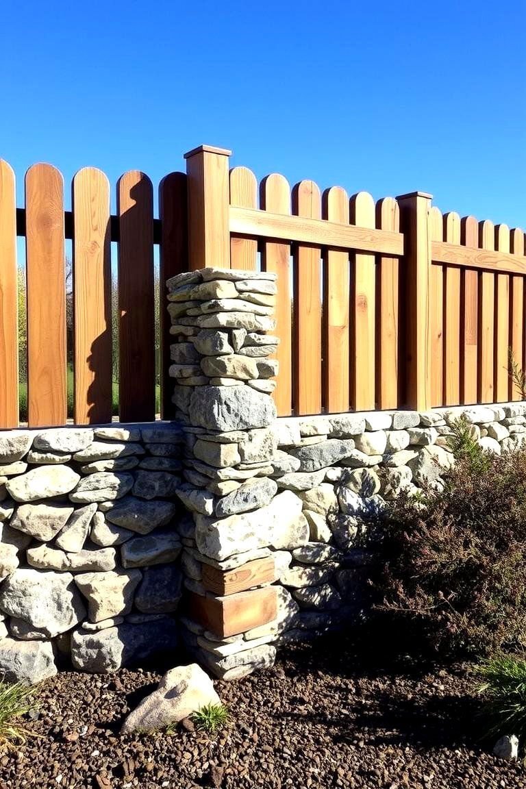 24 Vegetable Garden Fence Ideas to Secure Your Crops 11 Stone and Wood Combination Fence - 24 Vegetable Garden Fence Ideas