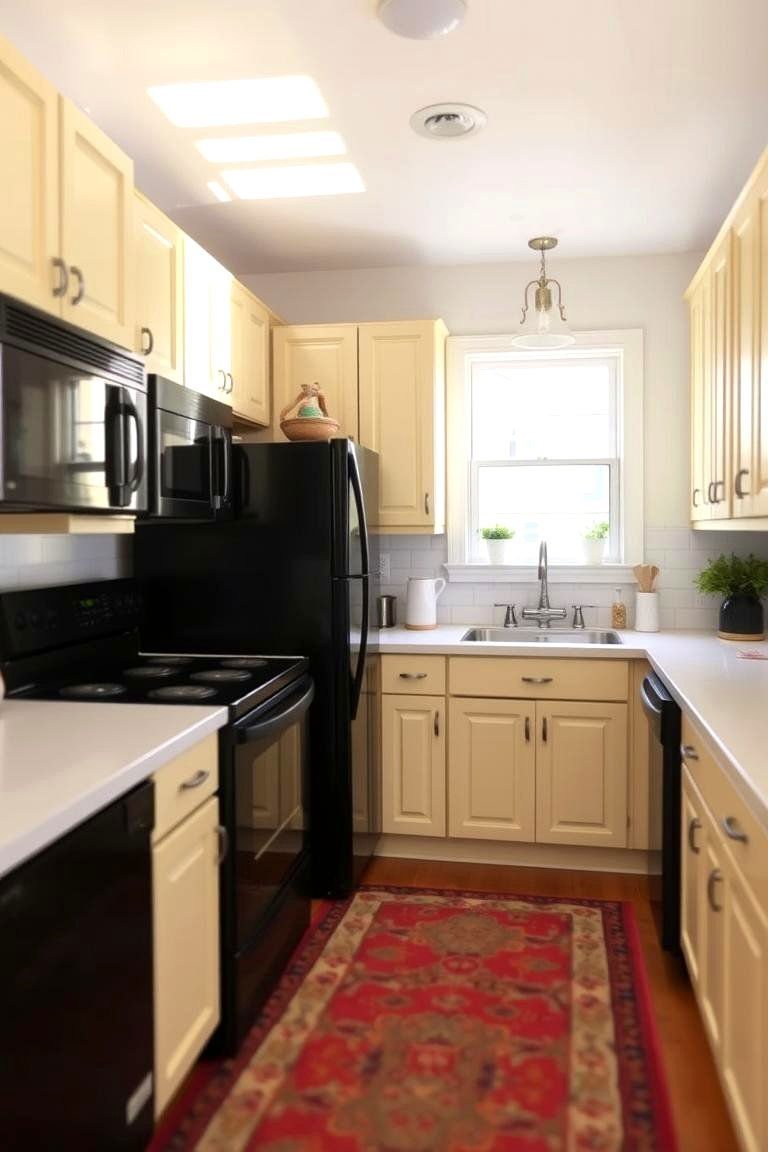24 Cabinet Colors That Pair Beautifully With Black Appliances 11 Sunny Warmth of Pale Yellow Cabinets - 24 What Color Cabinets Go With Black Appliances