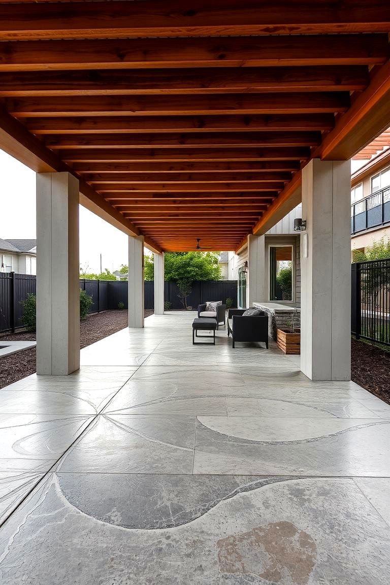 24 Pergola Flooring Ideas to Elevate Your Outdoor Space Design 15 Textured Concrete Flooring - 24 Pergola Flooring Ideas