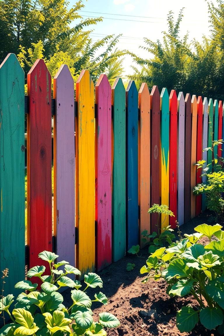 24 Vegetable Garden Fence Ideas to Secure Your Crops 12 Vibrant Painted Fence - 24 Vegetable Garden Fence Ideas