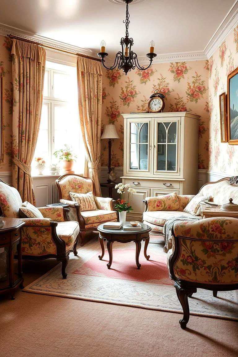 24 Cottage Decor Ideas for a Charming Home Style 4 Vintage Floral Upholstery Charm - 24 Cottage Decorating Ideas