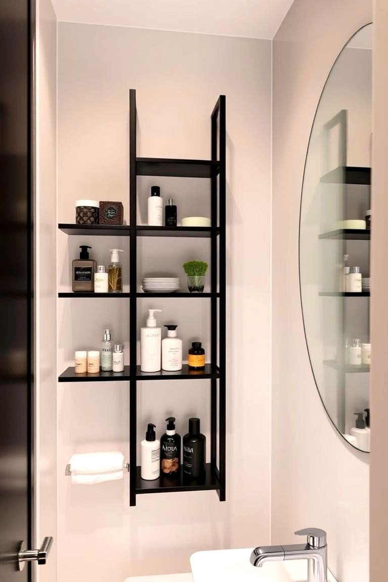 24 Small Bathroom Shelving Ideas to Maximize Storage 4 Wall Mounted Ladder Shelves - 24 Small Bathroom Shelving Ideas