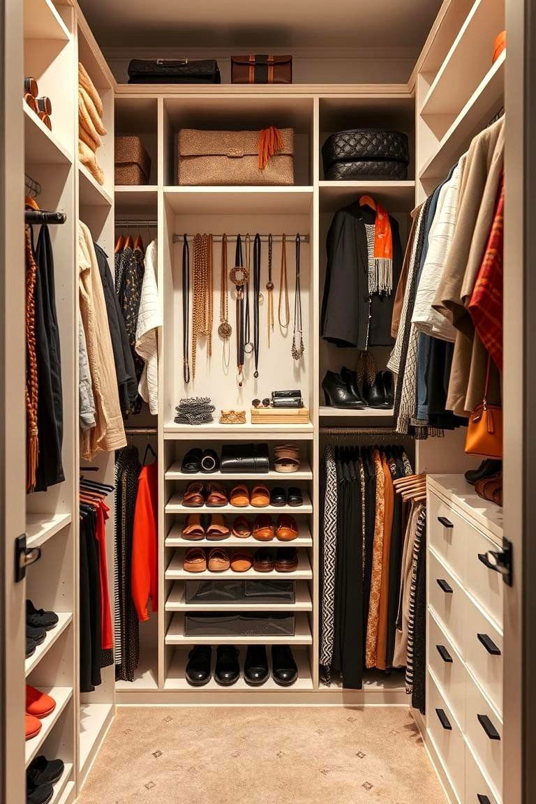 24 Functional Walk-In Closet Ideas for Optimal Organization 13 Wardrobe Zones for Accessories - 24 Walk in Closet Ideas