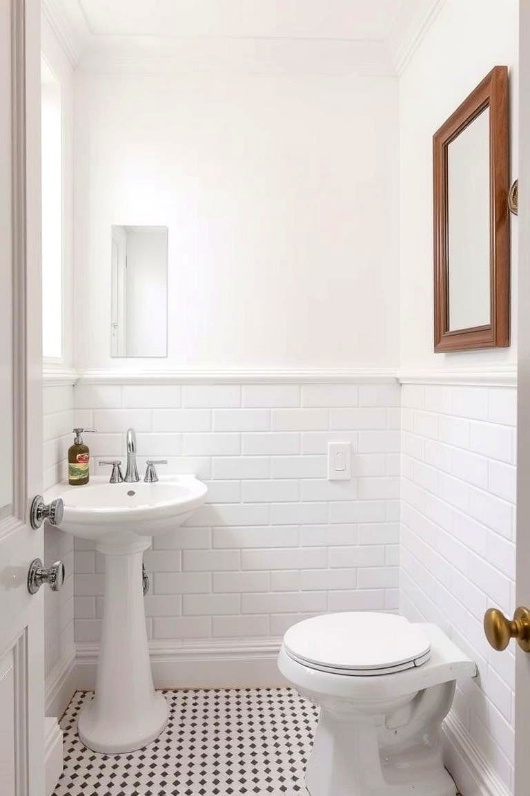 24 Bathroom Wainscoting Ideas for Timeless Elegance 24 White Subway Tile Wainscoting - 24 Bathroom Wainscoting Ideas