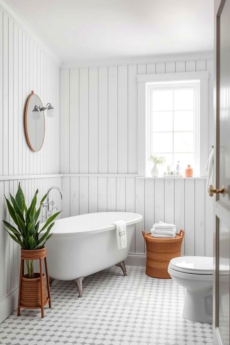 24 Bathroom Wainscoting Ideas for Timeless Elegance 14 Whitewashed Wood Wainscoting - 24 Bathroom Wainscoting Ideas