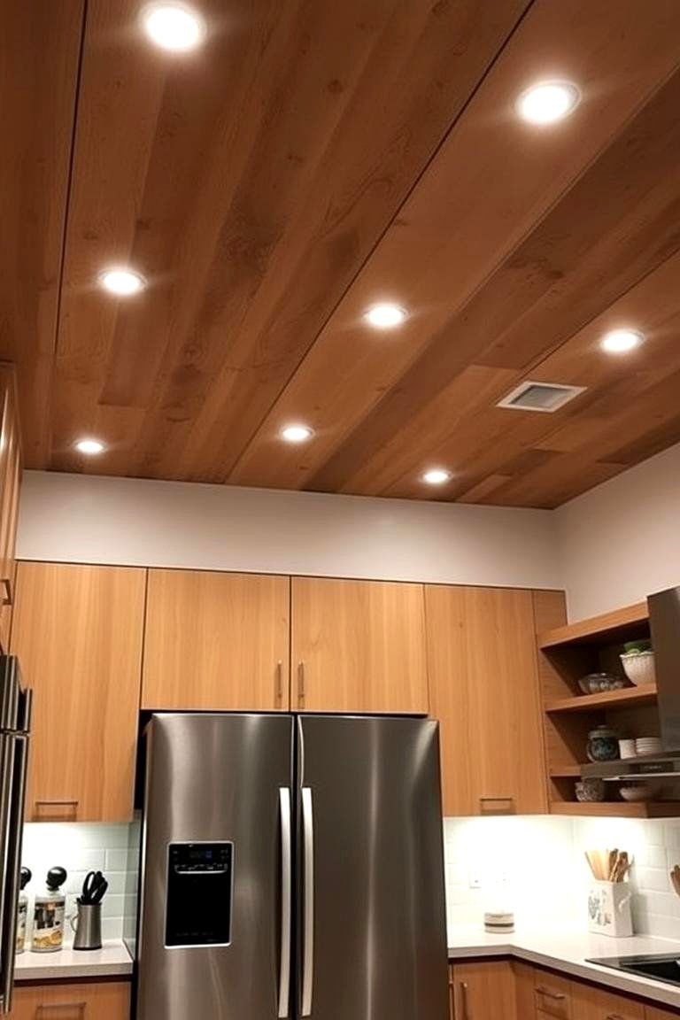 24 Wood Ceiling Kitchen Ideas to Warm Your Cooking Space 14 Wood Ceiling with Recessed Lighting - 24 Wood Ceiling Kitchen Ideas