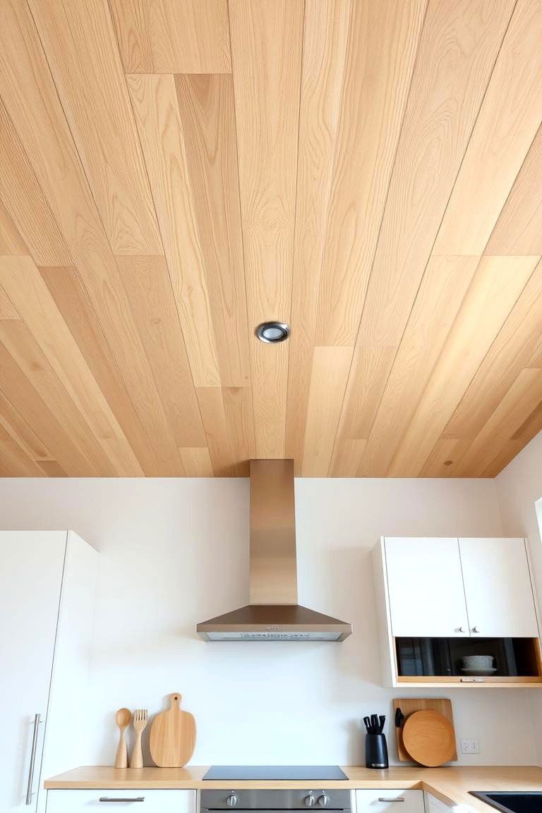 24 Wood Ceiling Kitchen Ideas to Warm Your Cooking Space 9 Wood Veneer Ceiling - 24 Wood Ceiling Kitchen Ideas