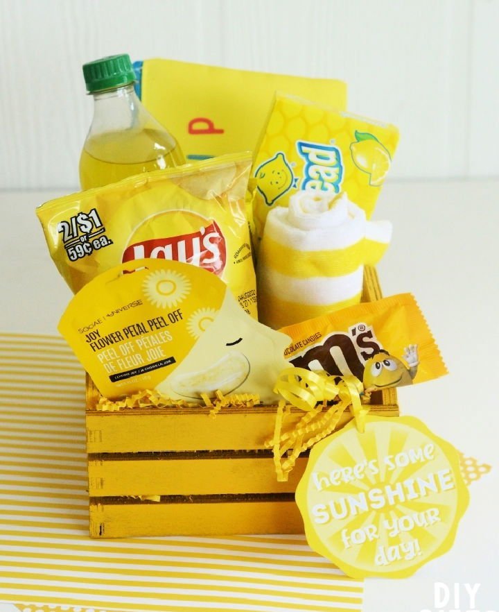 DIY Gift Baskets to Make: 30 Unique Gift Basket Ideas 17 DIY Yellow Gift Basket - Step by Step Instructions