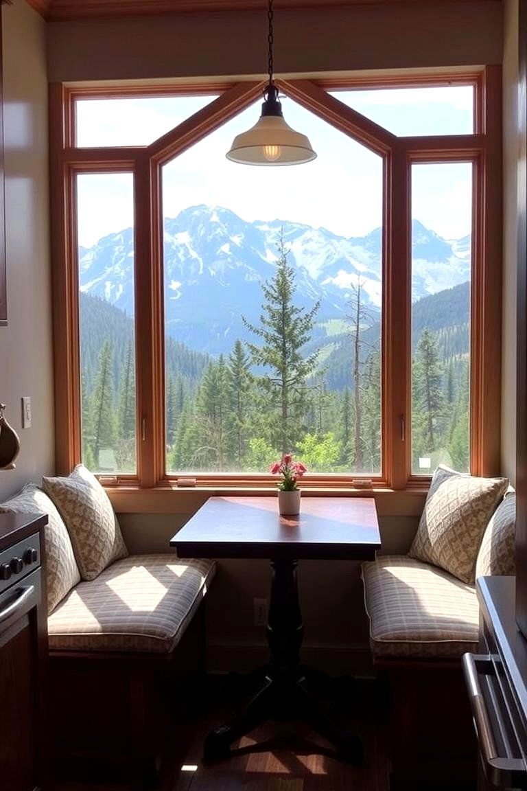 24 Mountain House Kitchen Ideas for Rustic Charm 14 A Cozy Breakfast Nook by the Window - 24 Mountain House Kitchen Ideas