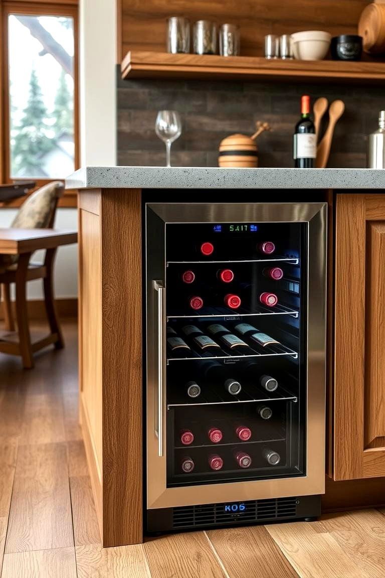 24 Mountain House Kitchen Ideas for Rustic Charm 23 A Wine Fridge for the Connoisseur - 24 Mountain House Kitchen Ideas