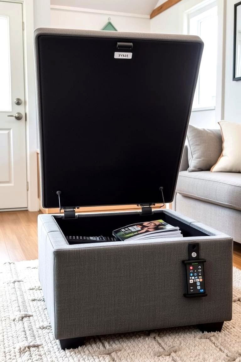 24 Tiny House Storage Ideas to Maximize Small Spaces 15 An Ottoman with Hidden Storage Compartment - 24 Tiny House Storage Ideas