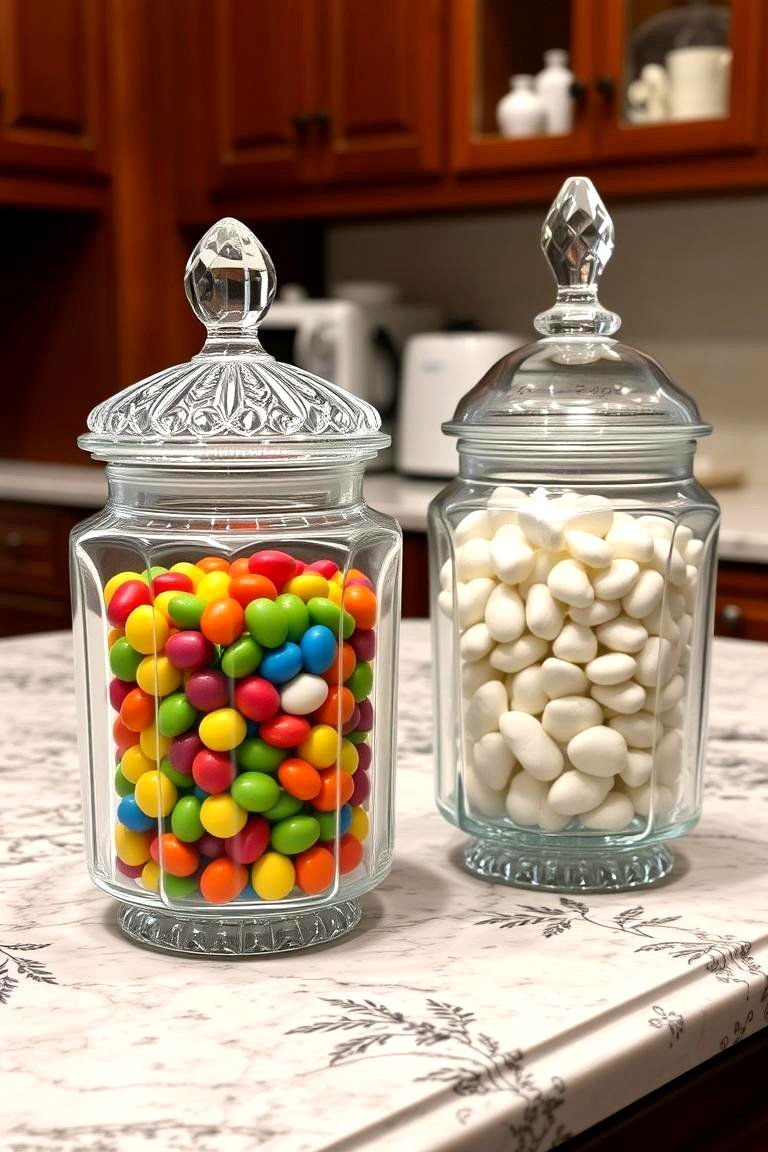 24 Kitchen Counter Decor Ideas: Functional & Aesthetic Displays 15 Another Idea Apothecary Jars for Display - 24 Kitchen Counter Decor Ideas