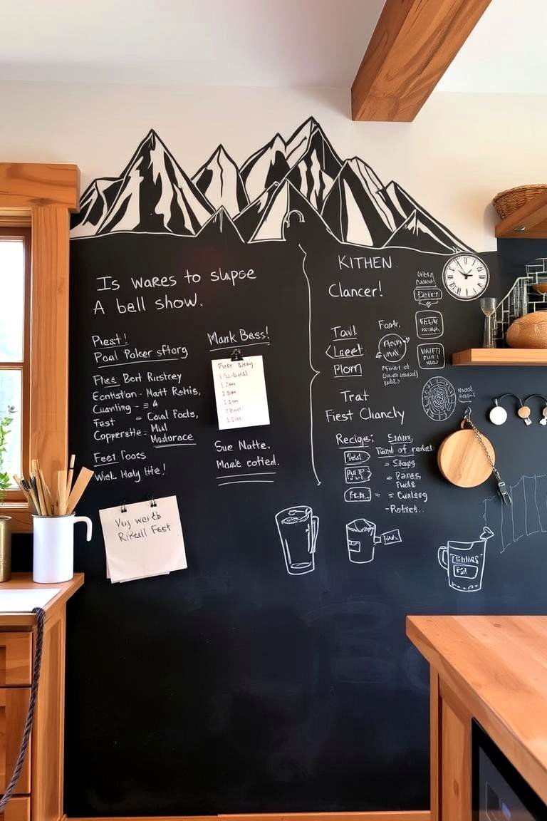 24 Mountain House Kitchen Ideas for Rustic Charm 19 Chalkboard Wall for a Fun and Practical Element - 24 Mountain House Kitchen Ideas