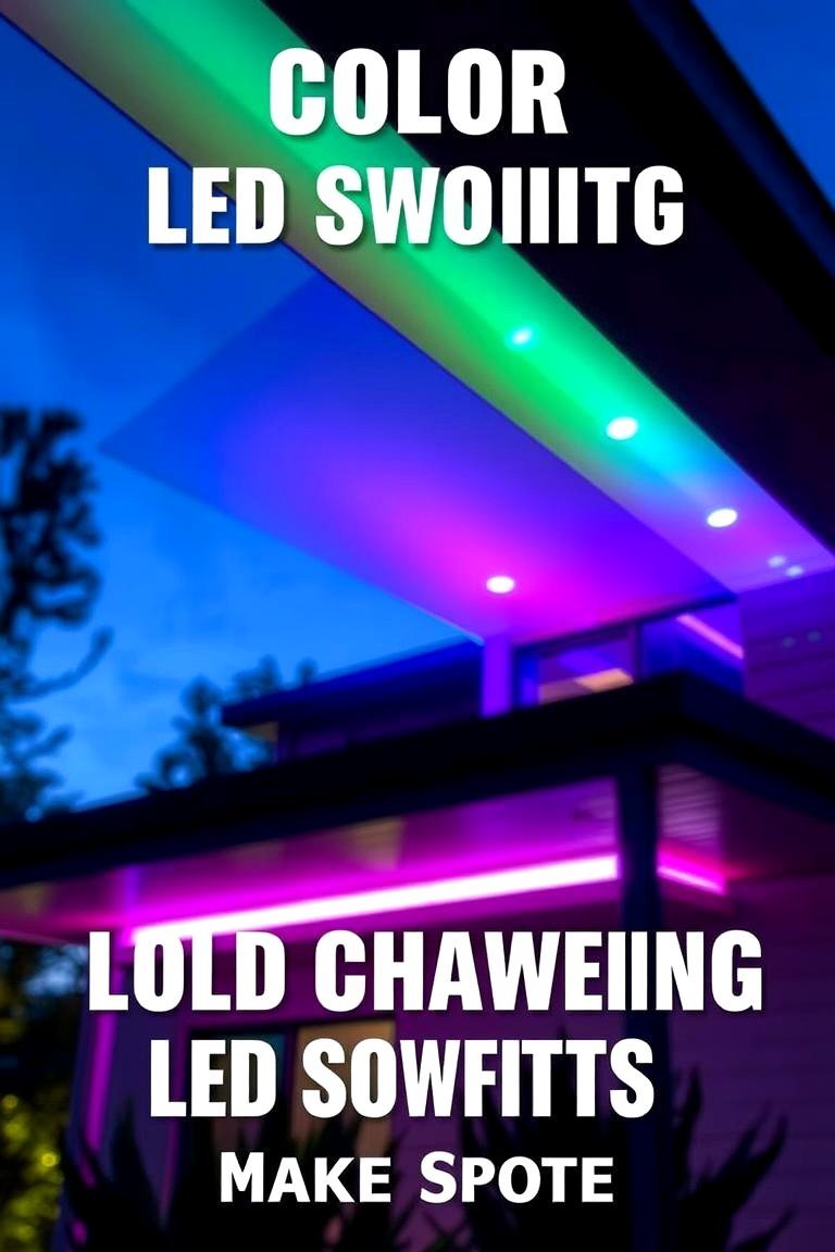 24 Soffit Lighting Ideas to Enhance Your Home's Exterior 5 Color Changing LED Soffit Lighting for Dynamic Ambiance - 24 Soffit Lighting Ideas