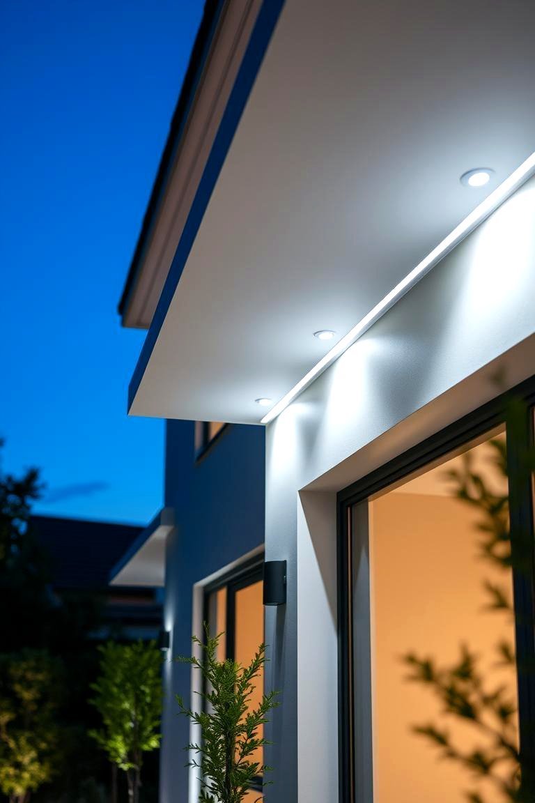 24 Soffit Lighting Ideas to Enhance Your Home's Exterior 9 Cool White Soffit Lights for a Modern Aesthetic - 24 Soffit Lighting Ideas