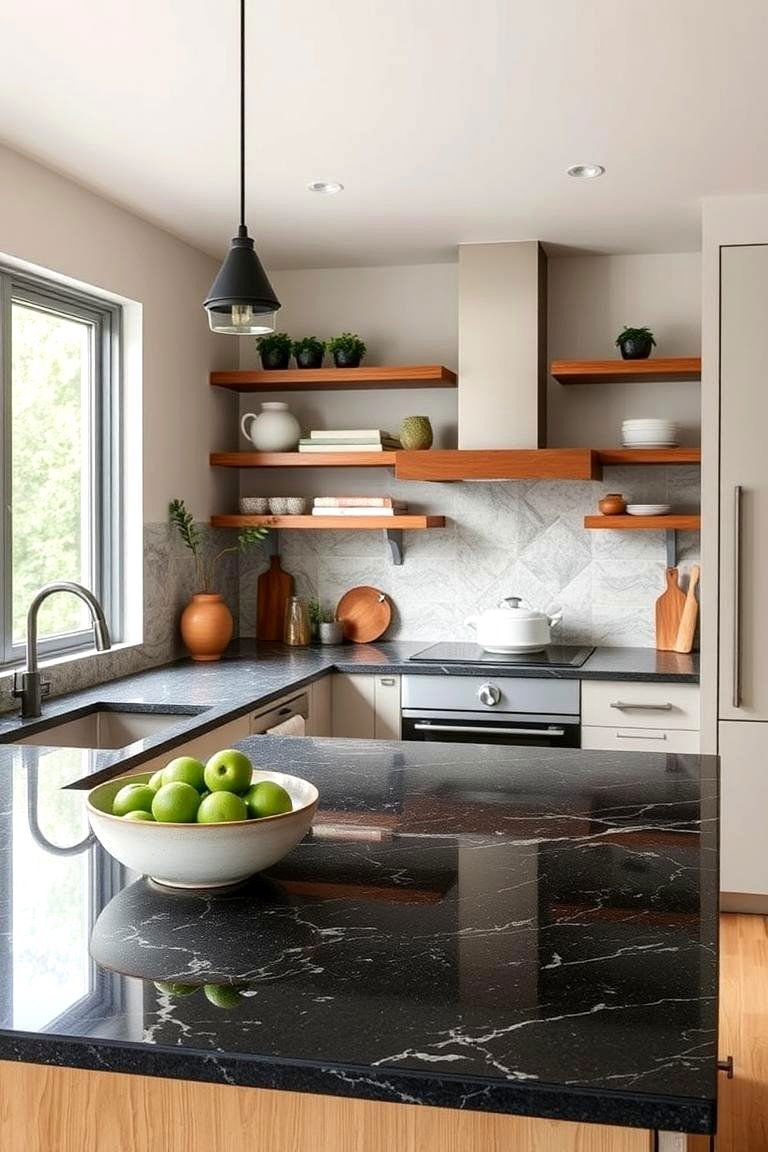 24 Black Granite Countertop Kitchen Ideas for Sleek Spaces 13 Eco Friendly Contemporary Design - 24 Black Granite Countertops Kitchen Ideas