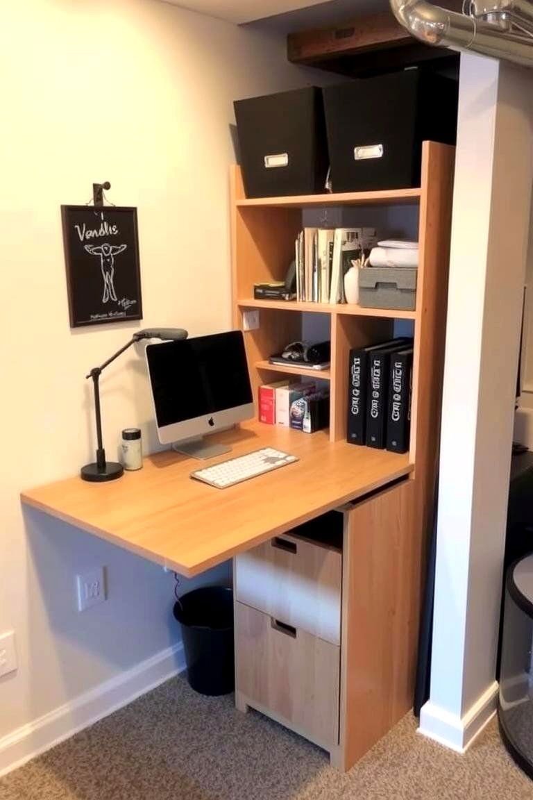 24 Basement Storage Ideas for Clutter-Free Organization 10 Fold out Desks for a Functional Workspace - 24 Basement Storage Ideas