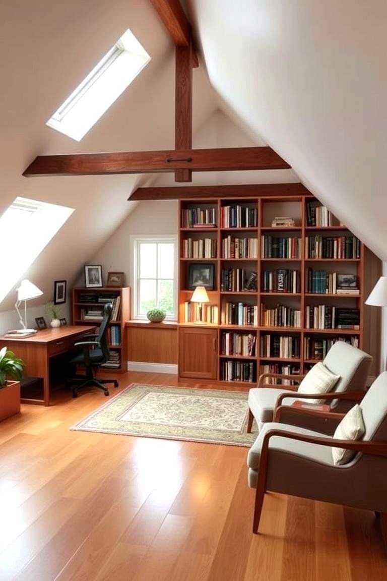 24 Creative Attic Room Ideas to Maximize Your Space 25 Home Office and Library Combo - 24 attic room ideas