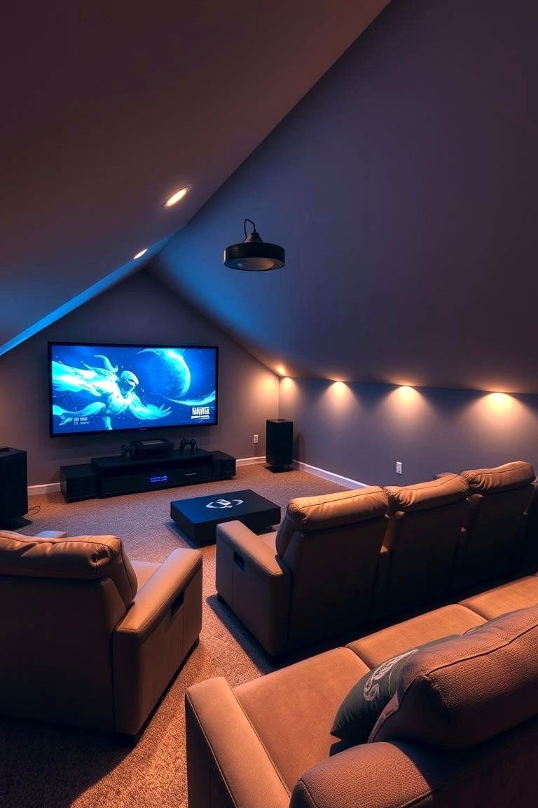 24 Creative Attic Room Ideas to Maximize Your Space 27 Home Theater and Gaming Room - 24 attic room ideas