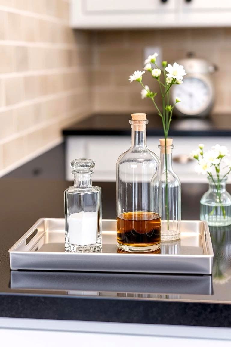 24 Kitchen Counter Decor Ideas: Functional & Aesthetic Displays 6 Incorporate Decorative Trays - 24 Kitchen Counter Decor Ideas