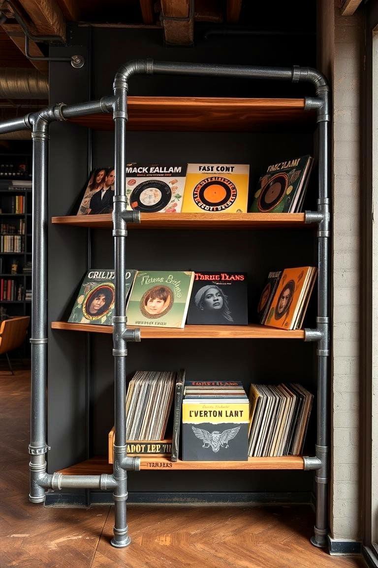 24 Creative Vinyl Record Storage Ideas for Music Lovers 22 Industrial Pipe Shelves - 24 Vinyl Record Storage Ideas